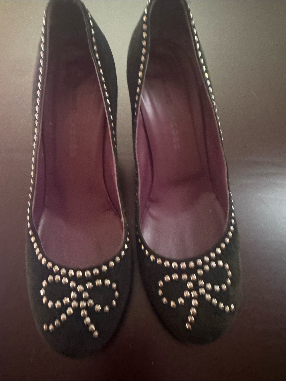 Marc Jacobs Black Studded Bow Ballet Flats